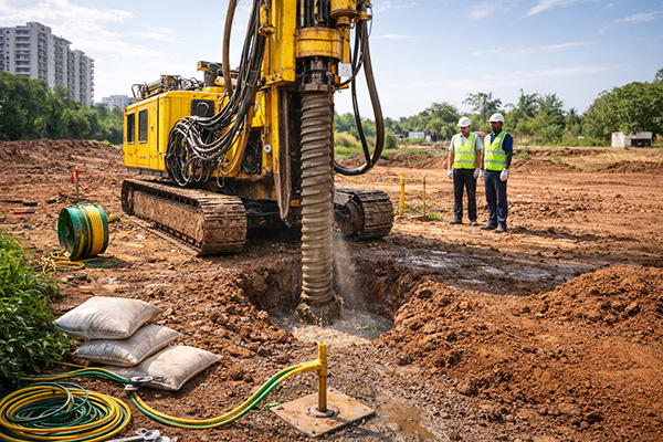 earthing-boring-machine-ahmedabad Industrial earthing boring machine at work in Ahmedabad, Gujarat.